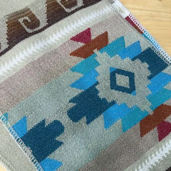 Southwestern Style Fringed Scarf 8”x33”Geometric Zapotec Style Soft - Picture 8 of 11